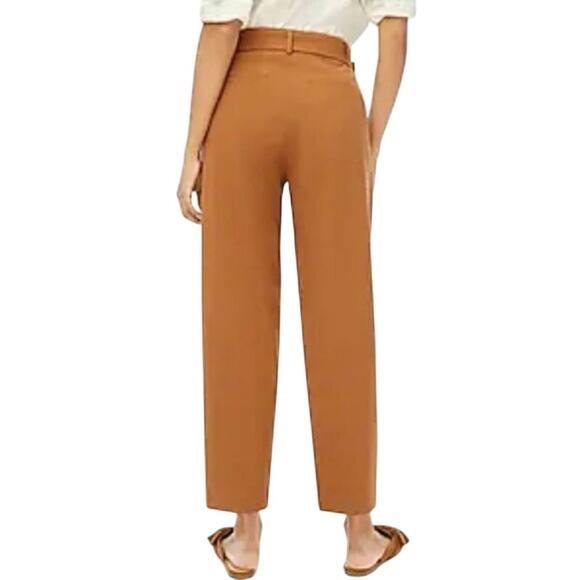 NWOT J.Crew Factory Belted Straight-Leg Trouser Dress Pant In Brown 2 Petite - Picture 2 of 11